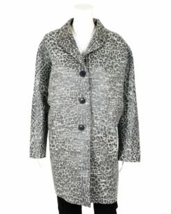 Dior Animal Print Button Down Wool & Silk-Blend Coat, Size US 12 (Authentic Pre-Owned) Women Outerwear