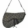 Dior Black Canvas Oblique Saddle Bag (Authentic Pre-Owned) Women Shoulder Bags