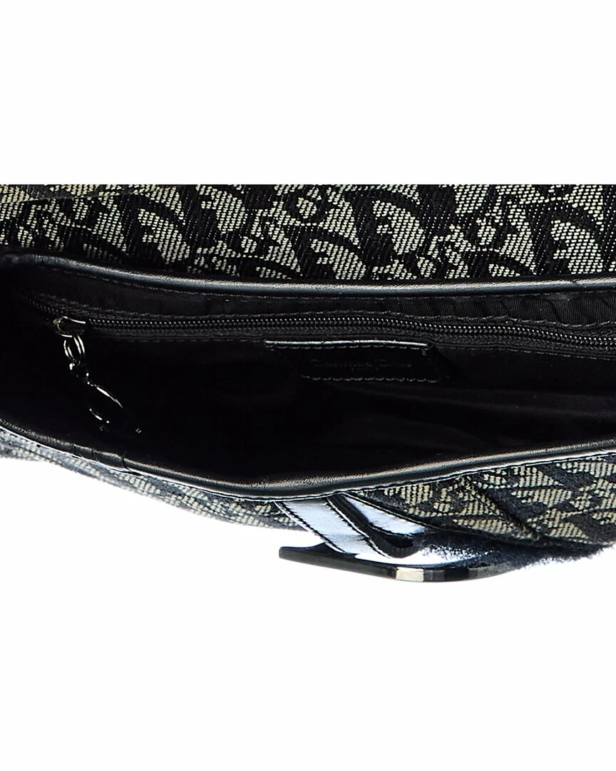 Dior Black Canvas Oblique Saddle Bag (Authentic Pre-Owned) Women Shoulder Bags - Image 4
