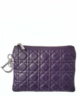 Dior Purple Cannage Leather Cannage Pouch (Authentic Pre-Owned) Women Shoulder Bags