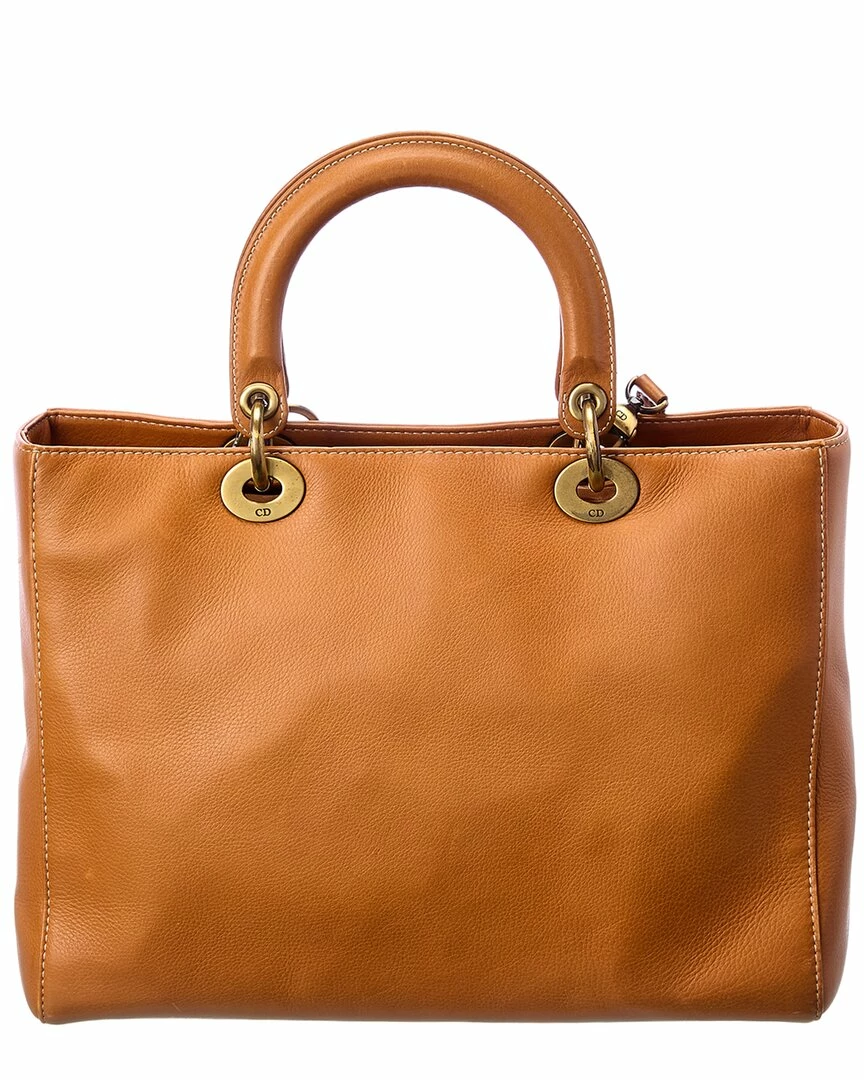 Dior Brown Calfskin Leather Large Lady Dior (Authentic Pre-Owned) Women Shoulder Bags - Image 2