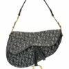 Dior Grey Canvas Oblique Saddle Bag (Authentic Pre-Owned) Women Shoulder Bags