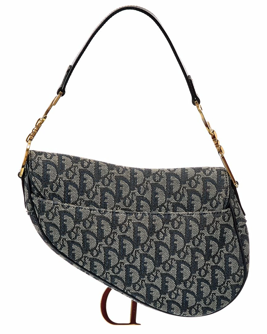 Dior Grey Canvas Oblique Saddle Bag (Authentic Pre-Owned) Women Shoulder Bags - Image 2
