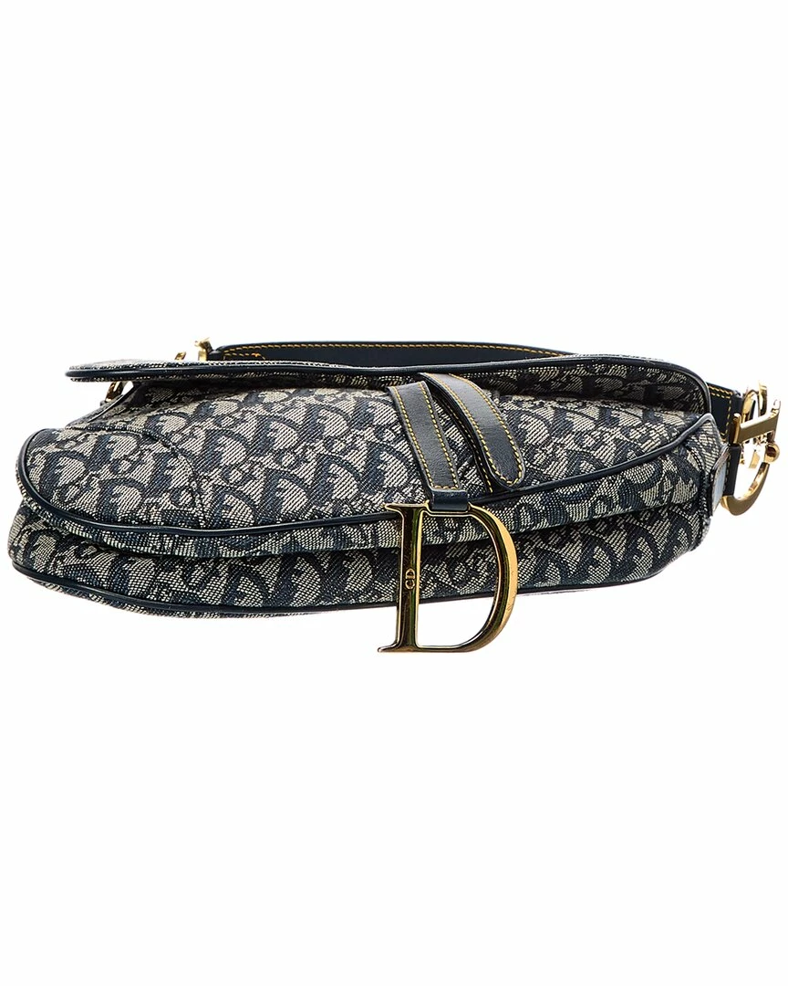Dior Grey Canvas Oblique Saddle Bag (Authentic Pre-Owned) Women Shoulder Bags - Image 3