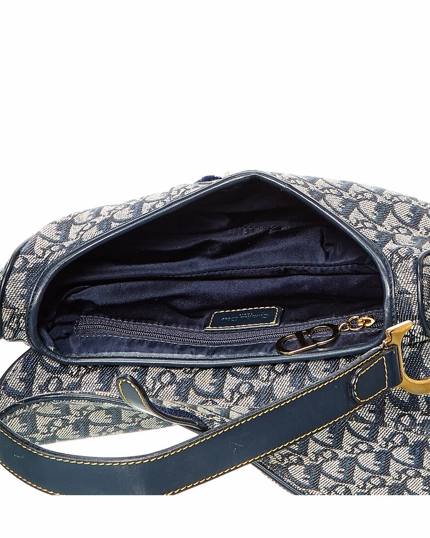 Dior Grey Canvas Oblique Saddle Bag (Authentic Pre-Owned) Women Shoulder Bags - Image 4