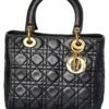 Dior Black Cannage Leather Small Lady Dior (Authentic Pre-Owned) Women Satchels & Top Handles