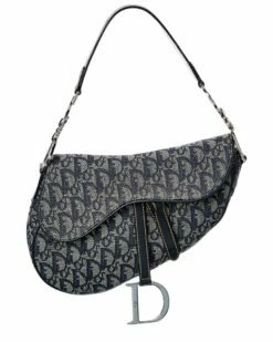 Dior Blue Canvas Oblique Saddle Bag (Authentic Pre-Owned) Women Shoulder Bags