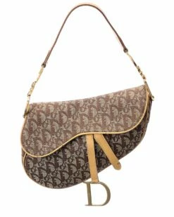 Dior Beige Canvas Oblique Saddle Bag (Authentic Pre-Owned) Women Shoulder Bags
