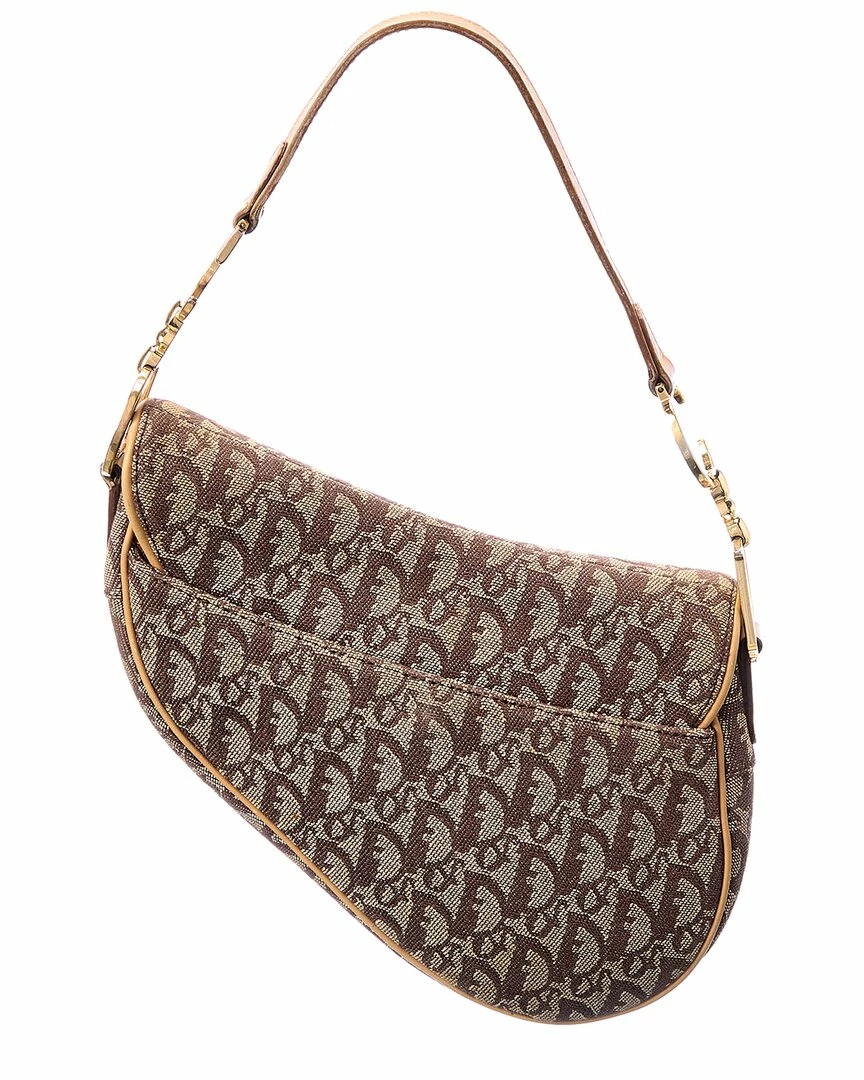 Dior Beige Canvas Oblique Saddle Bag (Authentic Pre-Owned) Women Shoulder Bags - Image 2
