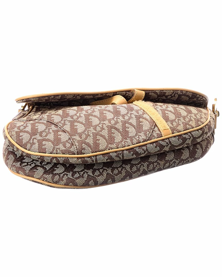 Dior Beige Canvas Oblique Saddle Bag (Authentic Pre-Owned) Women Shoulder Bags - Image 3