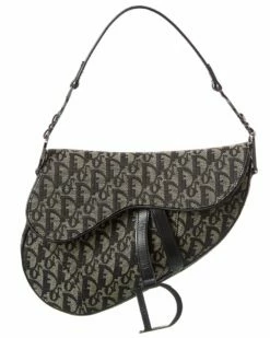Dior Beige Canvas Oblique Saddle Bag (Authentic Pre-Owned) Women Shoulder Bags