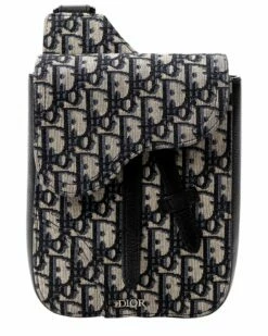 Dior Blue Diorissimo Canvas Saddle Bag (Authentic Pre-Owned) Women Shoulder Bags