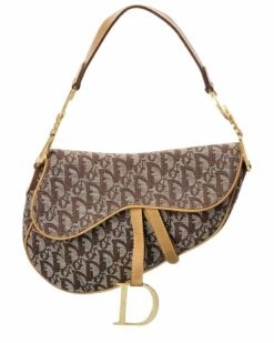 Dior Beige Monogram Canvas Saddle Bag (Authentic Pre-Owned) Women Shoulder Bags