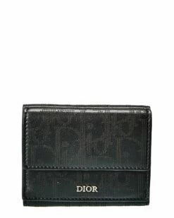 Dior Black Leather Compact Wallet (Authentic Pre-Owned) Women Wallets & Card Cases