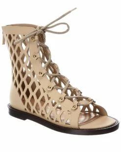Dior D-Trap Leather Sandal Women Flat Sandals