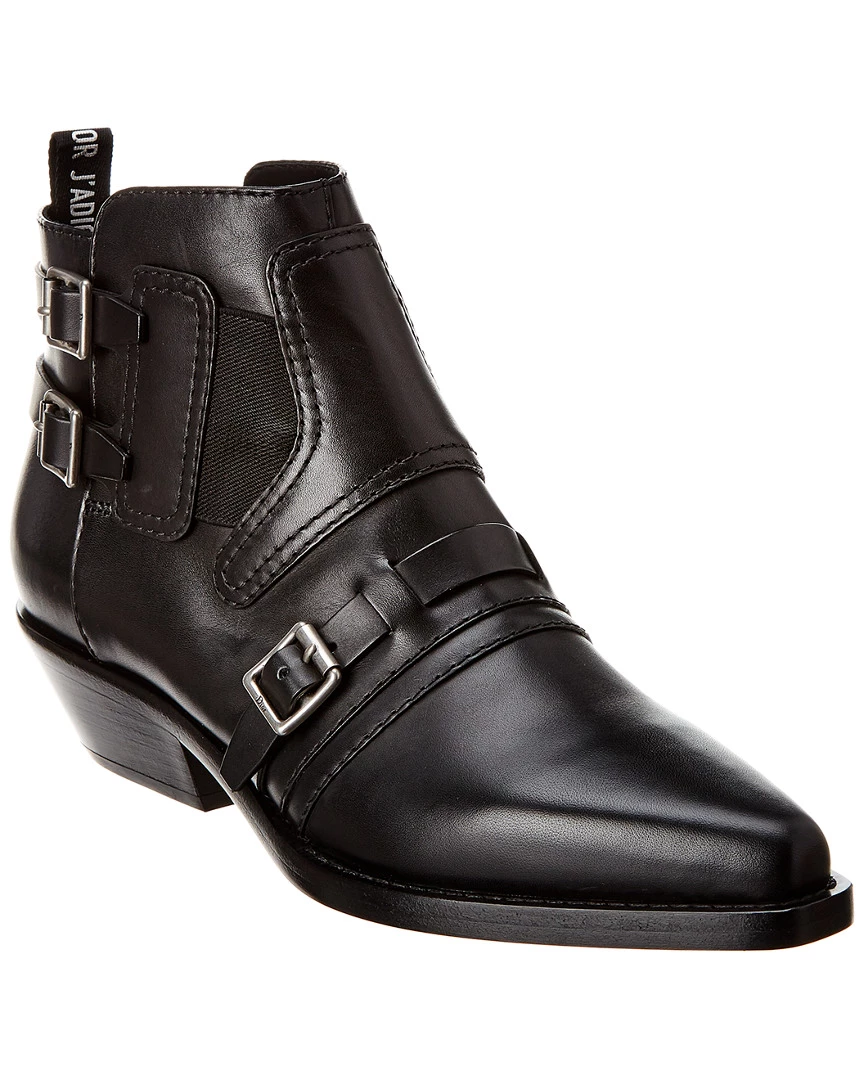 Dior Saddle Leather Bootie Women Booties Black