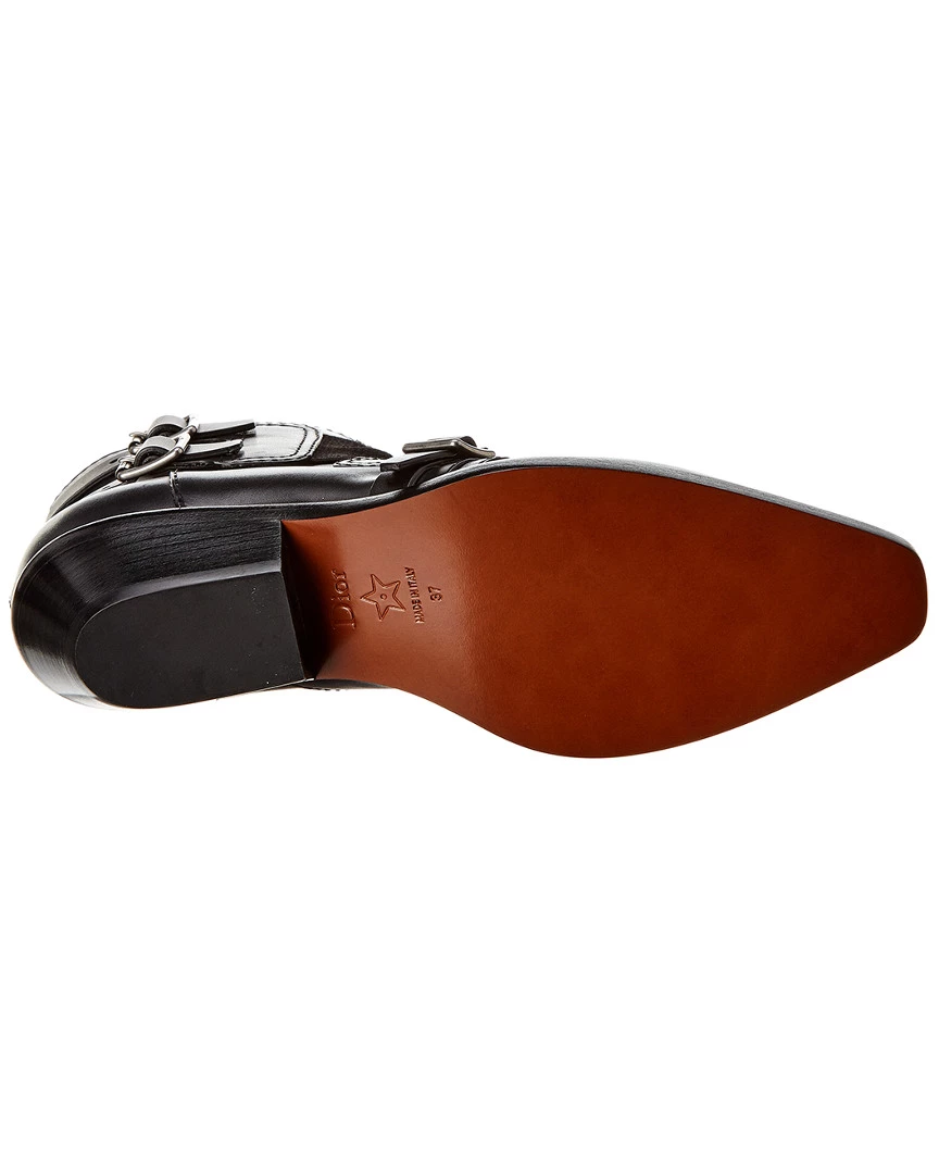 Dior Saddle Leather Bootie Women Booties Black - Image 4