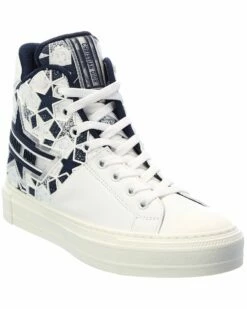 Dior Walk'N'Dior Star Leather & Canvas High-Top Sneaker Women Fashion Sneakers