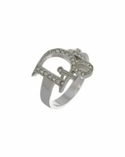 Dior Logo Rhinestone Ring (Authentic Pre-Owned) Women Rings Silver
